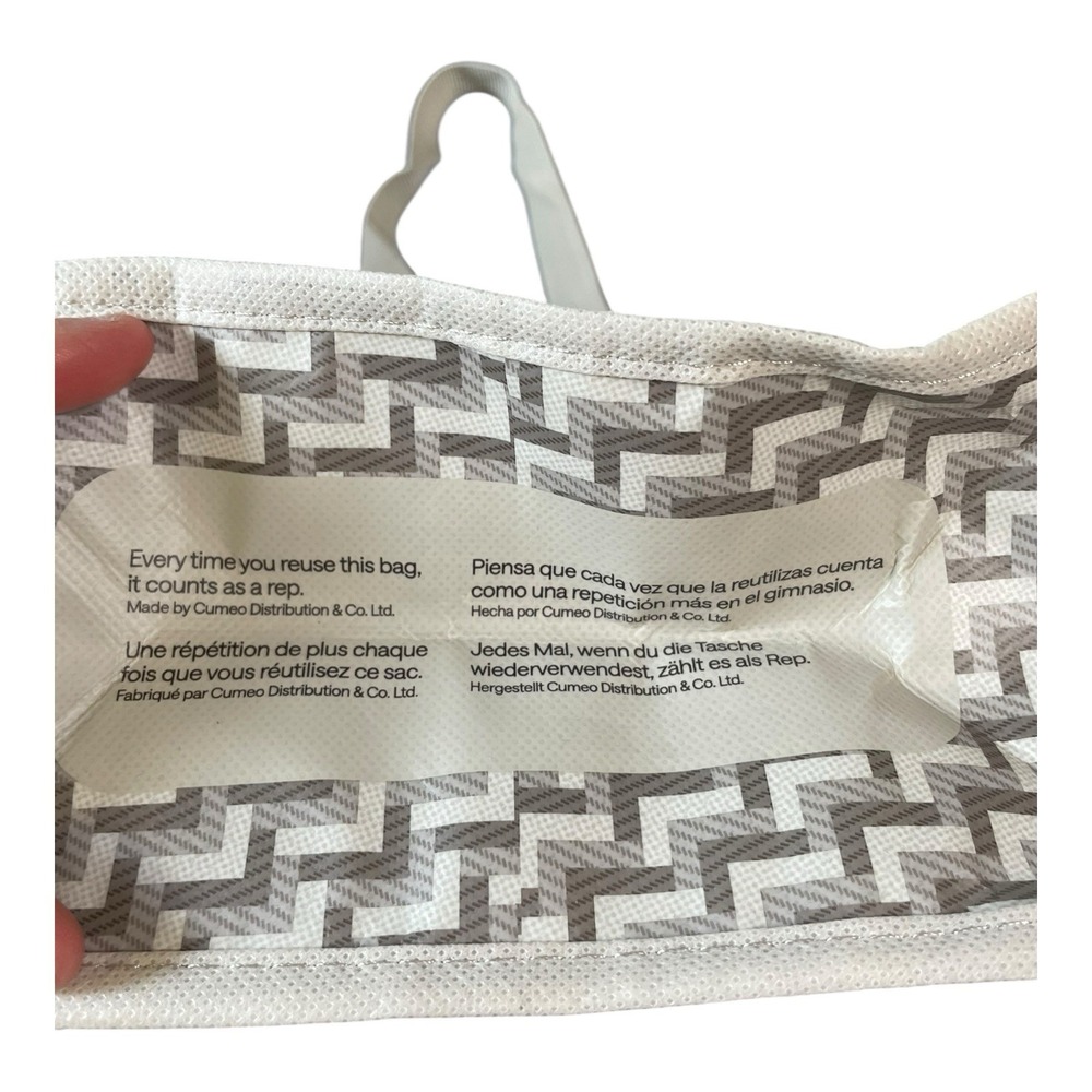 Lululemon Athletica Reusable Tote Bag Small Grey And Cream - Picture 8 of 9